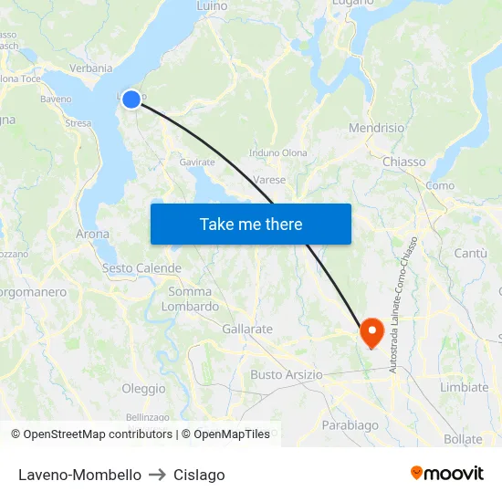 Laveno-Mombello to Cislago map
