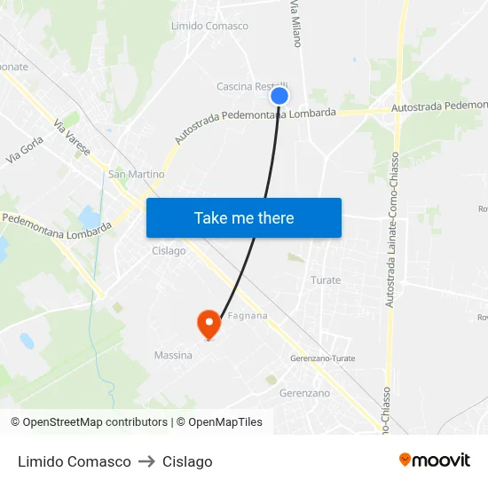 Limido Comasco to Cislago map