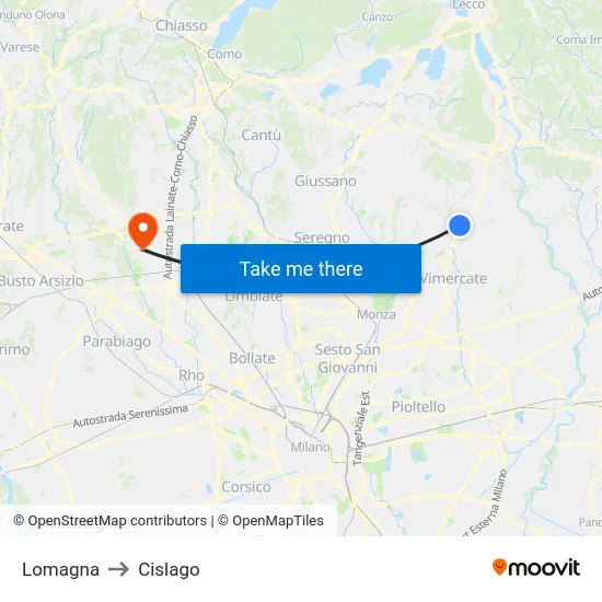 Lomagna to Cislago map