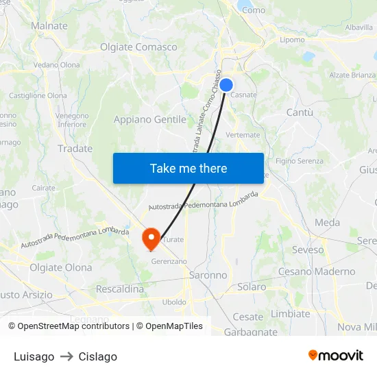 Luisago to Cislago map