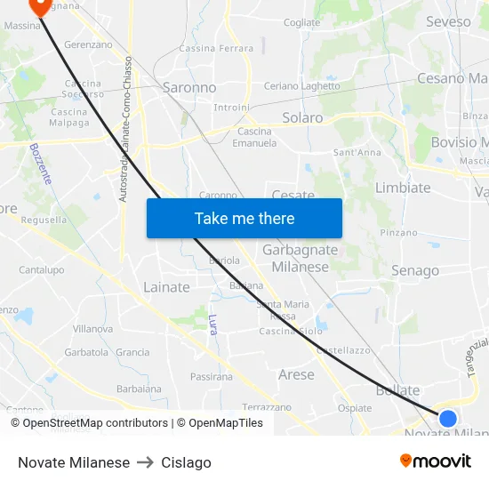 Novate Milanese to Cislago map