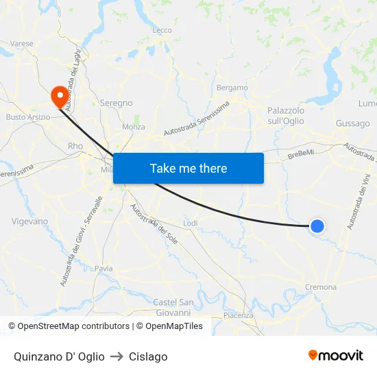 Quinzano D' Oglio to Cislago map
