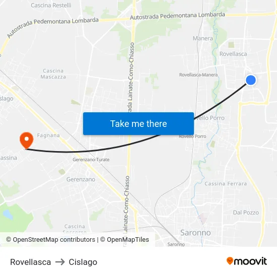 Rovellasca to Cislago map