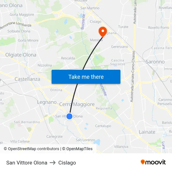 San Vittore Olona to Cislago map