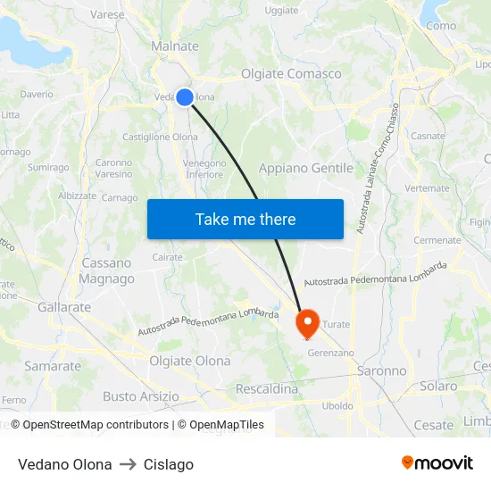 Vedano Olona to Cislago map