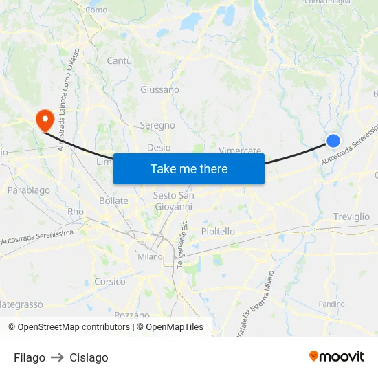 Filago to Cislago map