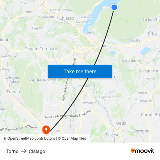 Torno to Cislago map