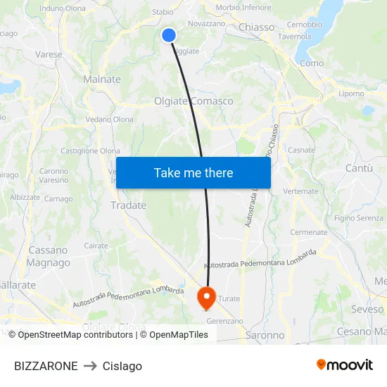 BIZZARONE to Cislago map