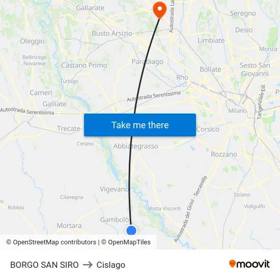 BORGO SAN SIRO to Cislago map