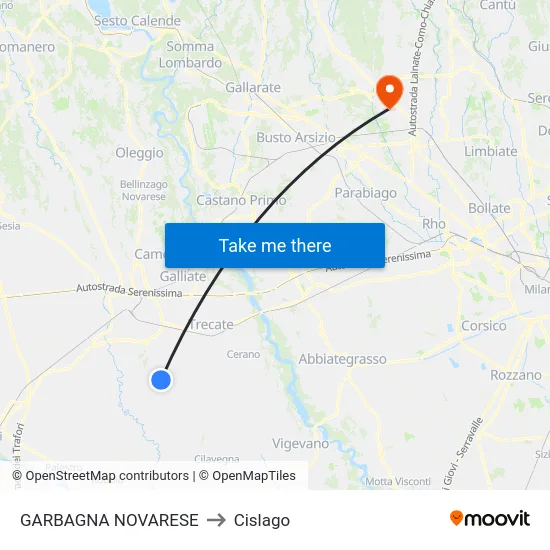 Garbagna Novarese to Cislago map