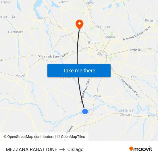 Mezzana Rabattone to Cislago map