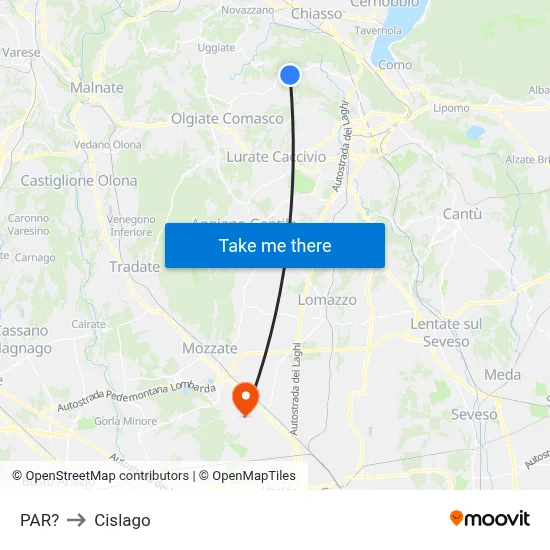 Parre to Cislago map
