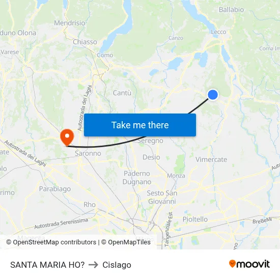 Santa Maria Ho? to Cislago map
