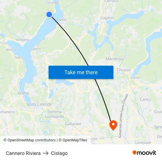 Cannero Riviera to Cislago map