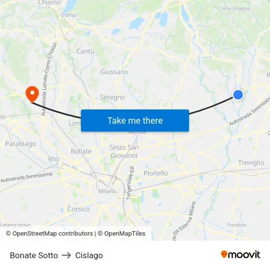 Bonate Sotto to Cislago map