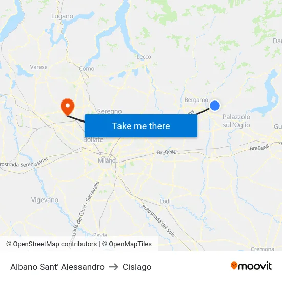 Albano Sant' Alessandro to Cislago map