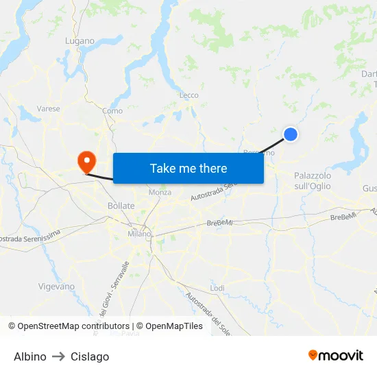 Albino to Cislago map