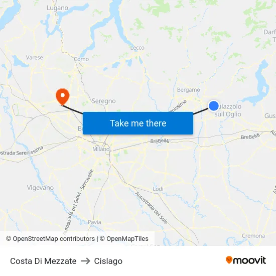 Costa di Mezzate to Cislago map