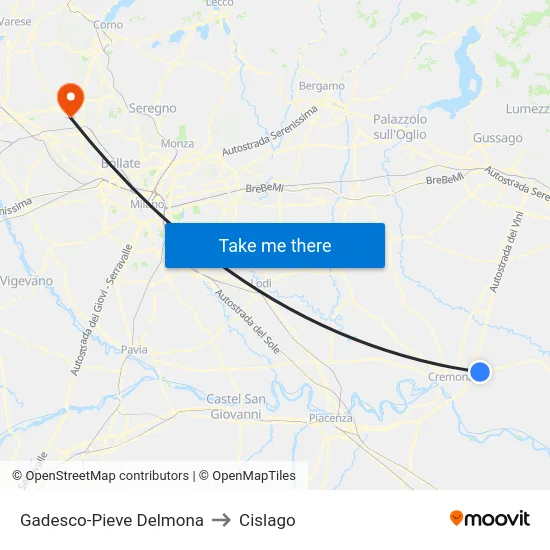 Gadesco-Pieve Delmona to Cislago map