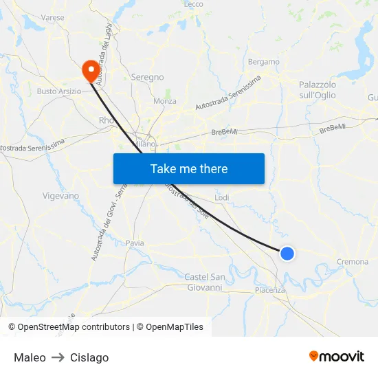 Maleo to Cislago map