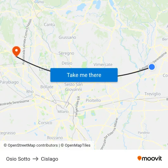 Osio Sotto to Cislago map