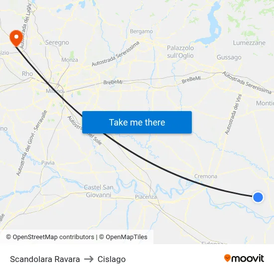 Scandolara Ravara to Cislago map