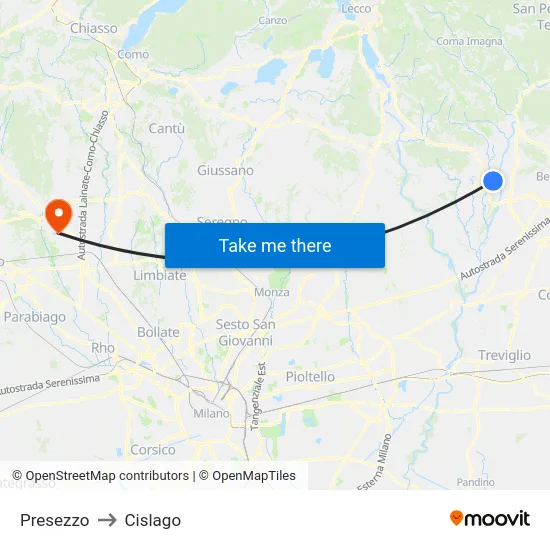 Presezzo to Cislago map