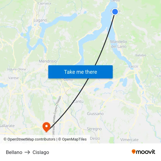 Bellano to Cislago map