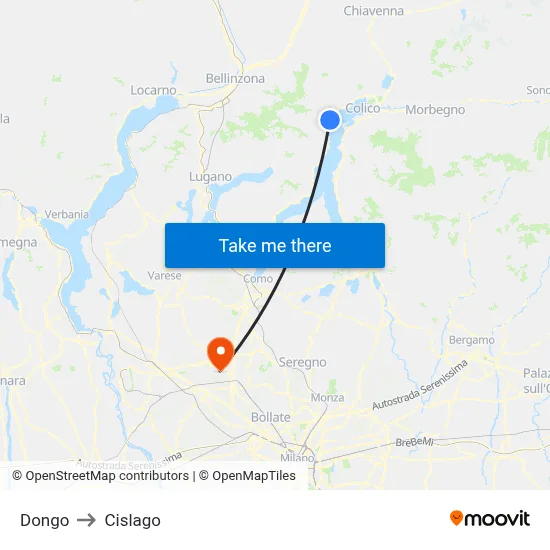 Dongo to Cislago map