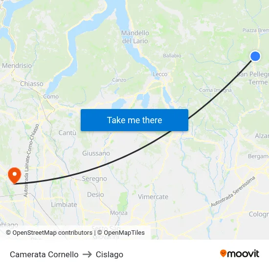 Camerata Cornello to Cislago map