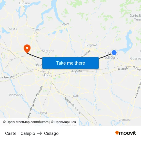 Castelli Calepio to Cislago map