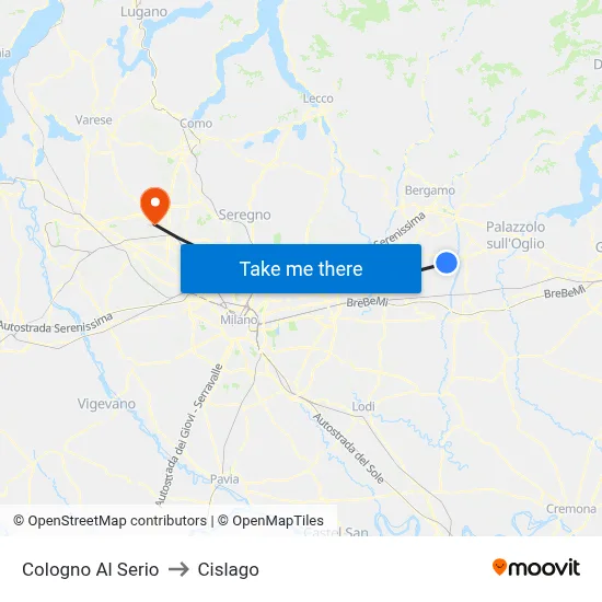 Cologno Al Serio to Cislago map