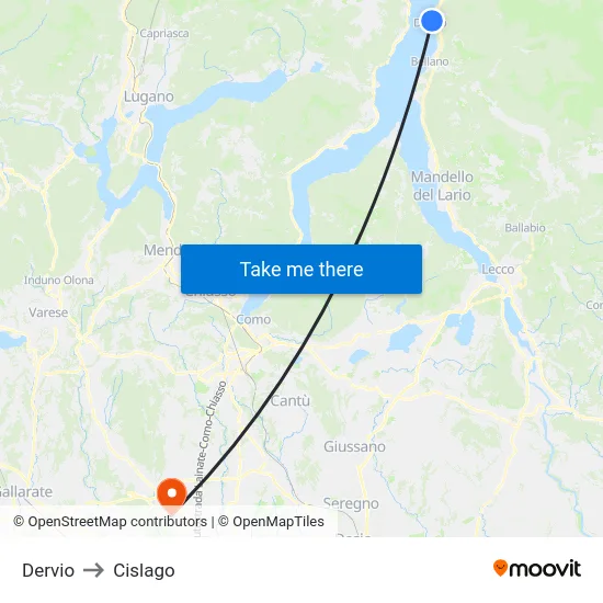 Dervio to Cislago map