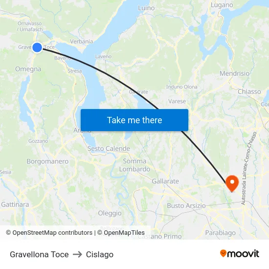 Gravellona Toce to Cislago map