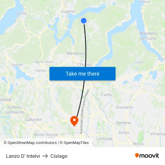 Lanzo d'Intelvi to Cislago map