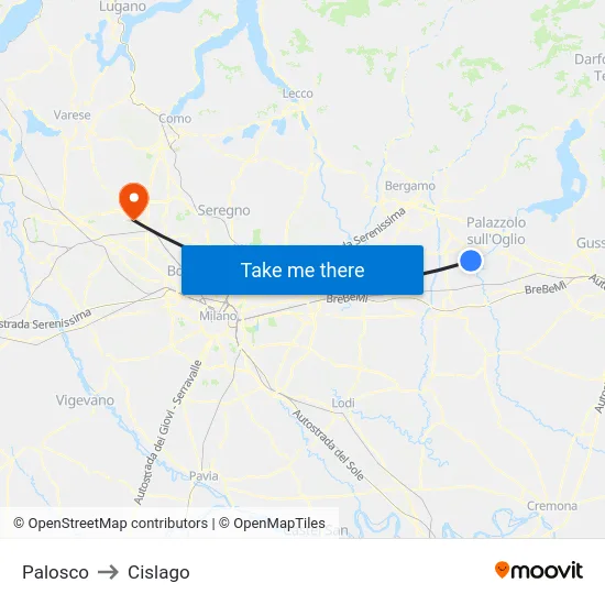 Palosco to Cislago map
