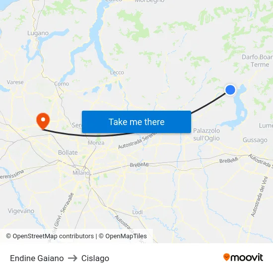 Endine Gaiano to Cislago map