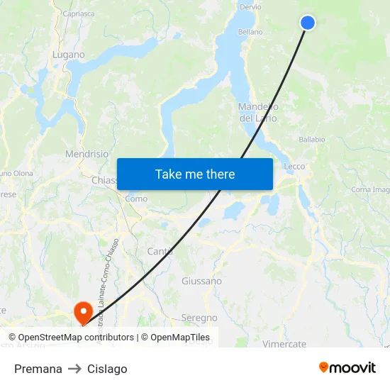 Premana to Cislago map