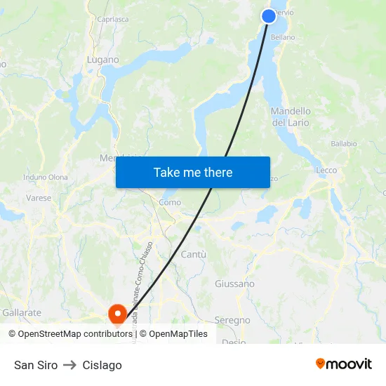 San Siro to Cislago map
