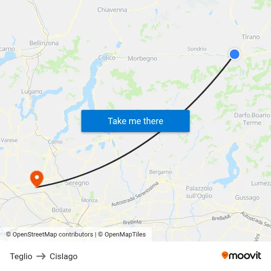 Teglio to Cislago map
