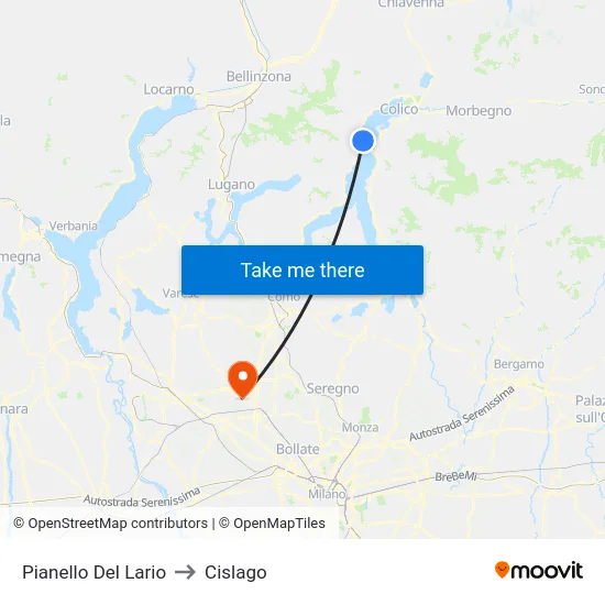 Pianello Del Lario to Cislago map