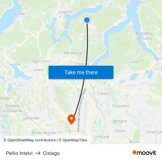 Pellio Intelvi to Cislago map
