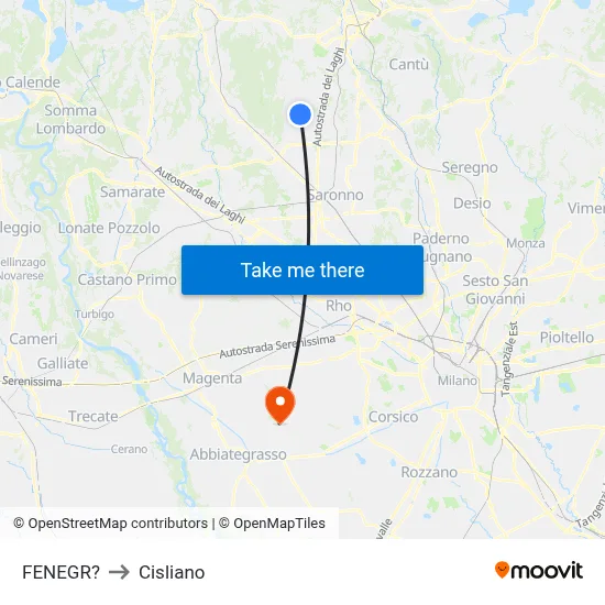 Fenegro to Cisliano map