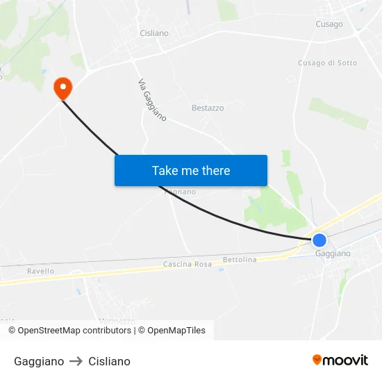 Gaggiano to Cisliano map