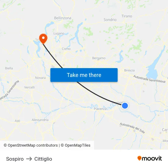 Sospiro to Cittiglio map
