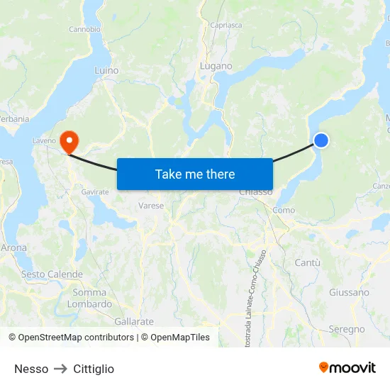 Nesso to Cittiglio map