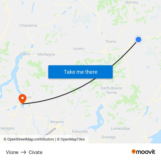 Vione to Civate map