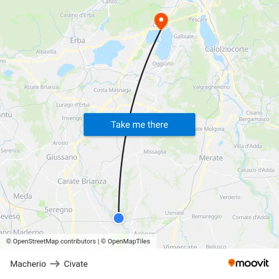 Macherio to Civate map