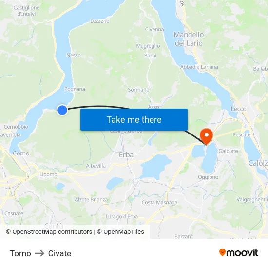 Torno to Civate map