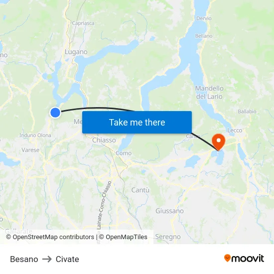 Besano to Civate map